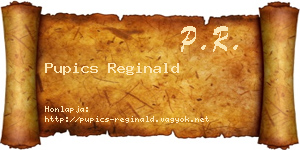 Pupics Reginald névjegykártya